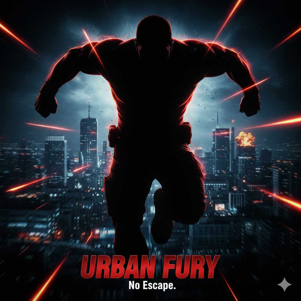 Abstract action scene with bold shadows